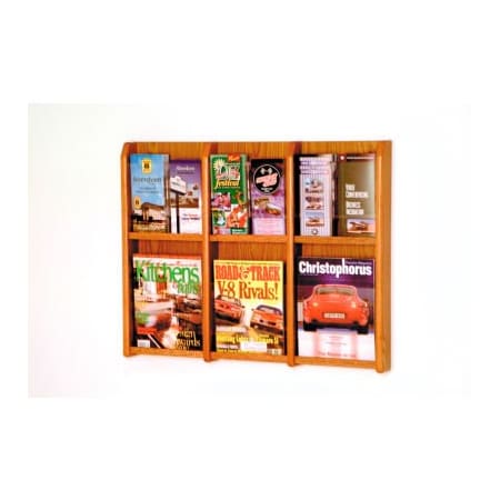 Wooden Mallet 6 Magazine/12 Brochure Oak & Acrylic Wall Display - Medium Oak LM-9MO